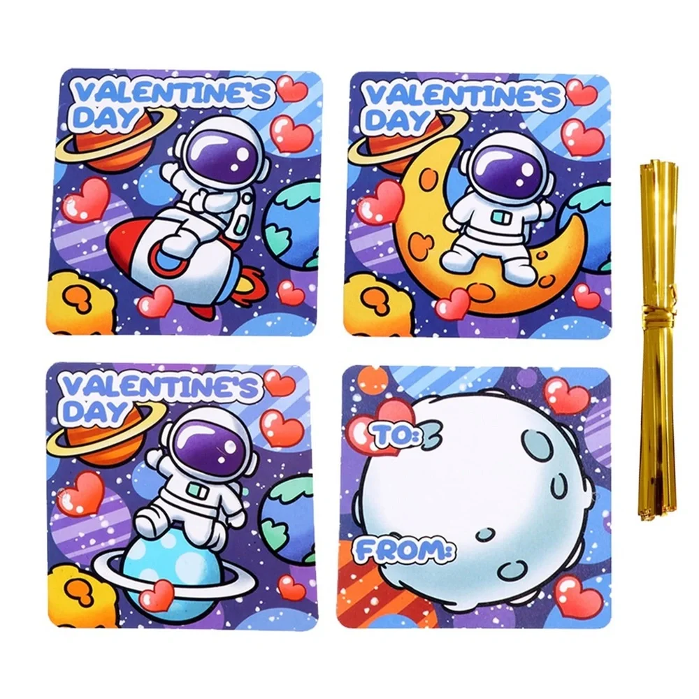Valentines Day Cards Gifts w/Mini Bubble Wands Party Favors 42 Pack Space Themed
